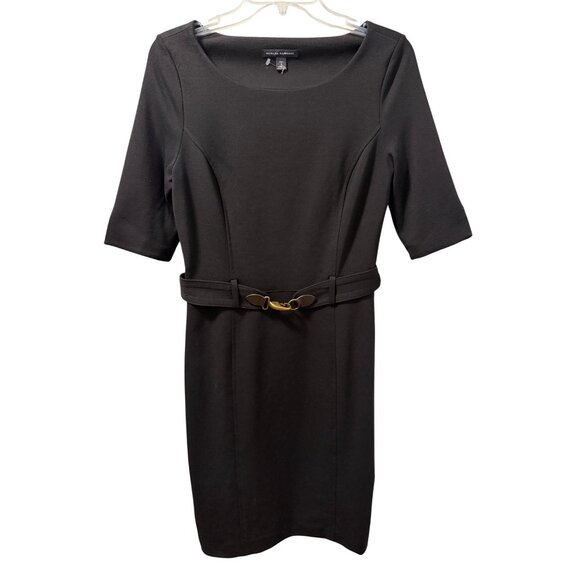 Banana Republic Black Tall 8 Sheath Dress With Belted Waist & 3/4 Sleeves Dress - Picture 2 of 11